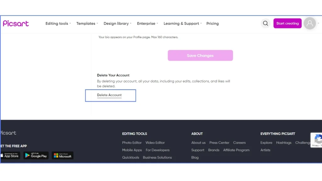 PicsArt Account Deletion